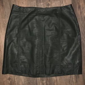 Free people leather skirt- army green